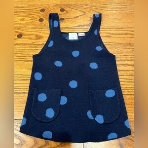 Zara Girls’ Dark Blue Knit Dress with Light Blue Dots | Size 18-24M